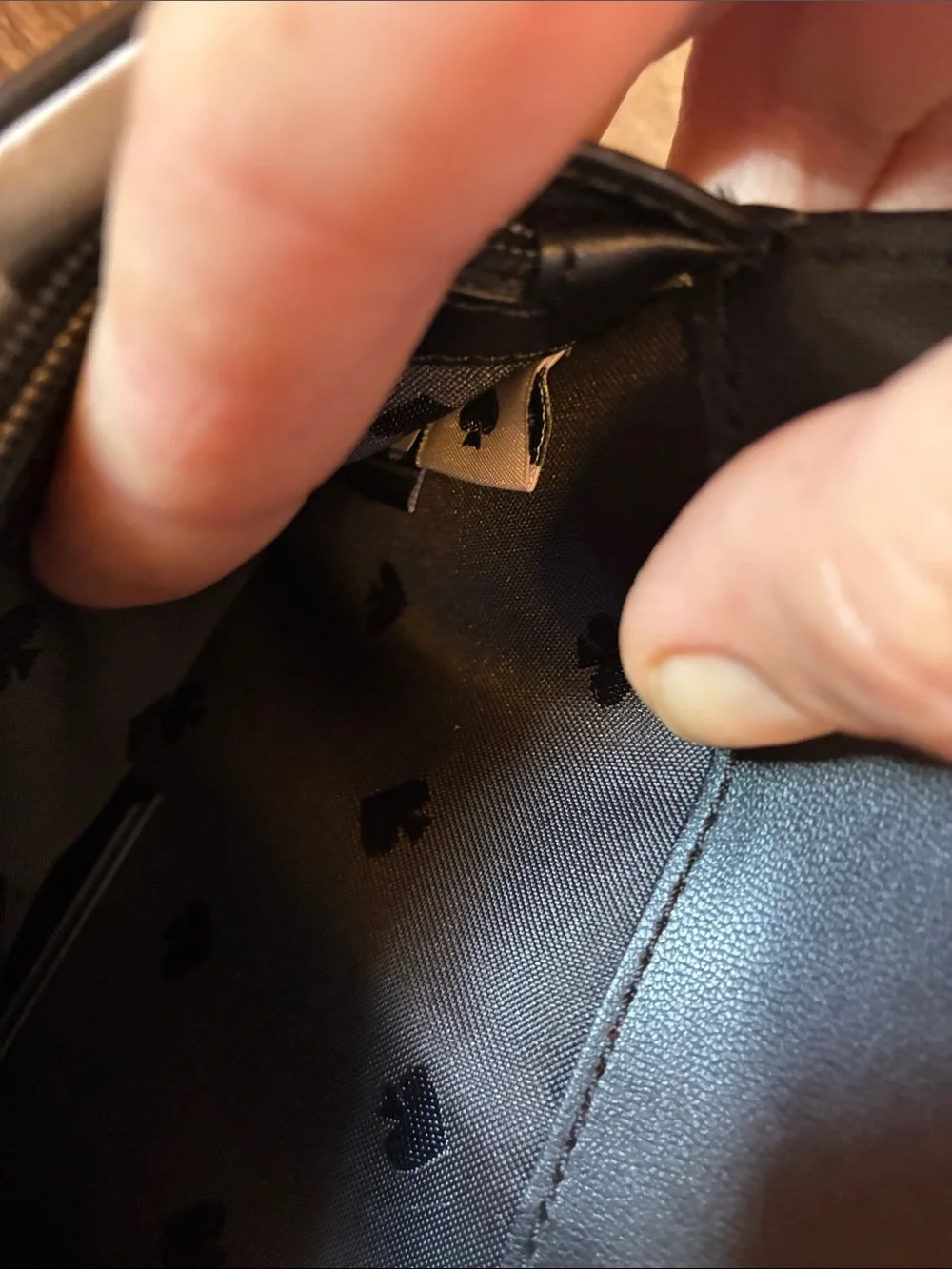 kate spade Black Pebbled Leather Fold Wallet with Logo-NWT